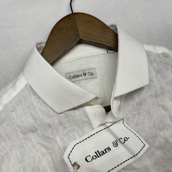 Collars Co Dress Shirt Men's Medium White Linen Lightweight Preppy Vacation NEW